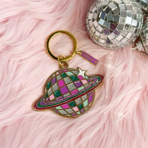 Disco Planet Enamel Keychain