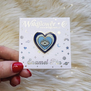 Evil eye store enamel pin